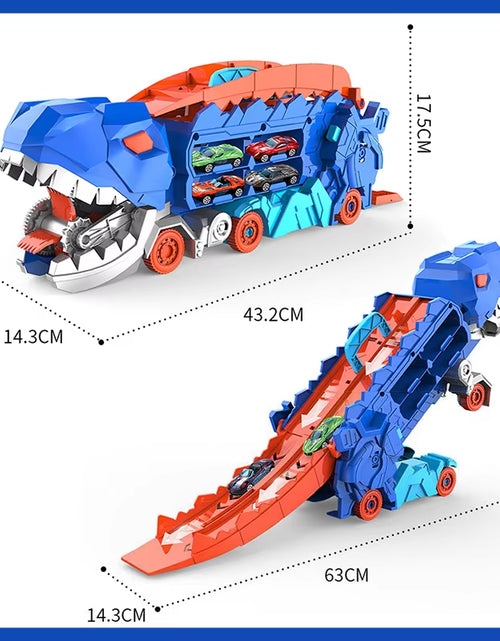 Load image into Gallery viewer, New Product Folding Dinosaur Transporter Car Competitive Game Roll to Eat Car Vehicle Racing Track with Mini Car Kid Gift Toy
